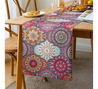 Runner Natalizio da Tavolo Elegante Runner da Tavolo Moderno Boemia Mandala Floral Motivi Runner Decorativo per Sala da Pranzo Cucina Tavolo Bohémien Tovaglia 33 x 183 cm Runner per Il Tavolo Colore C