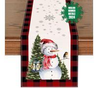 Runner Natalizio Rosso - Dimensioni 40x140 cm - Il Runner da tavola per il Natale - Colora di Rosso il tuo tavolo insieme agli altri addobbi natalizi per la Casa (Pupazzo di neve)