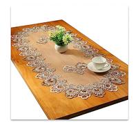 Runner ovale in pizzo, tovaglia ricamata, centrino ovale, per soggiorno, armadio, tavolino da caffè, 60 x 120 cm, grigio