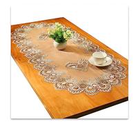 Runner ovale in pizzo, tovaglia ricamata, centrino ovale, per soggiorno, armadio, tavolino da caffè, 60 x 120 cm, grigio