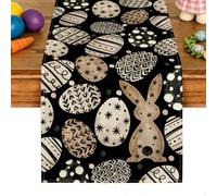 Runner Pasquale, Tovaglia Pasquale in Lino a Quadri, 33 x 183 CM Lavabile Runner da tavolo, Runner da Ttav ola di Pasqua, per Decorazioni Pasqua e Primaverili (C)