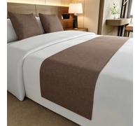 Runner per letto in cotone e lino a tinta unita, copriletto moderno e semplice, sciarpa da letto matrimoniale taglia king di qualità da hotel per camera d'albergo- brown|| 50x180cm for 1.2m bed