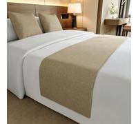 Runner per letto in cotone e lino a tinta unita, copriletto moderno e semplice, sciarpa da letto matrimoniale taglia king di qualità da hotel per camera d'albergo- beige|| 50x180cm for 1.2m bed