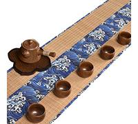 Runner per tavoli Runner da Tavolo in bambù Giapponese con Motivo, Tovagliette da Hotel per Feste da Tavolo Lunghe, Tovaglietta Resistente Antiscivolo Lavabile, Blu(Color:Onda,Size:30×120cm)