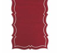 Runner rosso 40x173 cm in poliestere, bordo smerlato argento, XMas