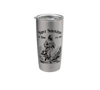 Runner Running Patron San Sebastiano Run Vintage Marathon Bicchiere termico in acciaio inox doppia parete