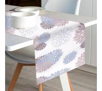 Runner Tavola Blu Grigio Dalie Stagionale,140×40cm Runners da Tavolos Verde Grigio Dalias,Tavola Dalia Stagionale Cucina,Runner da Tavolo Dalia Fiore Lino per Sala Da Pranzo,Soggiorno,Camera da Letto