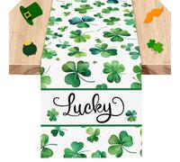 Runner Tavola Happy San Patrizio Trifoglio Runner, Tavola di St. Patrick's Day Trifoglio Da Tavola St. Patrick Verde Runner Da Tavolo Lavabile La Primavera Tavola Vacanze Table Runner,14x72In
