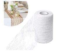 Runner tavola in pizzo bianco 15 cm x 22 m, Runner da tavolo in pizzo lavabile, Squisito runner da tavolo in pizzo bianco, runner tavolo Adatto per battesimo, decorazioni per matrimoni e festività
