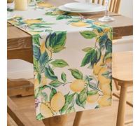 Runner Tavola Limone Tovaglia Poliestere Foglie Verdi Decorazione per Tavolo da Pranzo Runner per Decorazioni Interni Esterni Cucina Caffè Feste Matrimoni Tavolo da Pranzo Cene di Famiglia 40x140cm