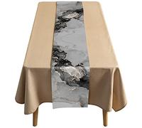 Runner Tavola Marmo Grigio Centrini Moderni per Camera da Letto,Runner Tavolo Antimacchia Runner per Mobili con Nappa per Casa Festa Natale Ristoranti Runner per Tavolo 30x200cm