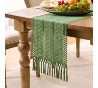 Runner Tavola Moderno Verde Primavera Runner Da Tavolo Boho Tovaglia In Lino di Cotone Runner Tavola Casale Rustico con Nappe a Mano per Matrimoni Casa Cucina 30X140cm