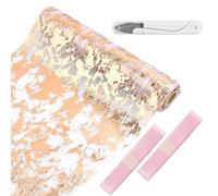 Runner Tavola Oro Rosa, 28 cm x 10 m Elegante Runner Tavola Moderno, Rotolo Organza Tessuto Runner, Table Runner Decorazioni per Matrimoni, Compleanni, Natale, Feste, Battesimi