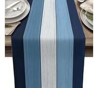 Runner Tavole Turchese Stile Antico Rustico In Legno, Runner Da Tavolo Primavera/Estate A Righe, Impermeabile Per Esterno, Decorazione Per Matrimoni Buffet Festa(Style J,33x120cm)