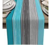 Runner Tavole Turchese Stile Antico Rustico In Legno, Runner Da Tavolo Primavera/Estate A Righe, Impermeabile Per Esterno, Decorazione Per Matrimoni Buffet Festa(Style V,33x275cm)