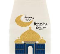 Runner Tavolo Eid Mubarak, Decorazione per Tovaglie della Moschea della Ramadan per Sala Pranzo della Casa Musulmana, Decorazione per Le FESTIVITÀ Islamiche
