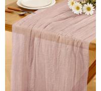 Runner Tavolo in Stile Boho, 280 x 80 CM Runner Tavolo in Garza, Adatto per Matrimoni, Compleanni, Natale, Tavole di Capodanno e Decorazioni ad Arco (Rosa Antico, 80 x 280 CM)