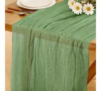 Runner Tavolo in Stile Boho, 280 x 80 CM Runner Tavolo in Garza, Adatto per Matrimoni, Compleanni, Natale, Tavole di Capodanno e Decorazioni ad Arco (Verde Salvia Intenso, 80 x 280 CM)