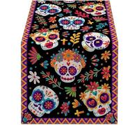 Runner Tavolo Messicano per Il Giorno dei Morti Messico Dia De Los Muertos Copritavolo con Teschio di Zucchero per Sala Pranzo, Cucina, Caminetto