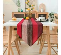 Runner Tavolo Rosso Arancione Lino Legno Texture Striscia Rustico Retrò Marrone 33x183cm Juta Runner Tavolo per Tavolo da Pranzo Agriturismo Festa Picnic Gratis Decorazione Cucina