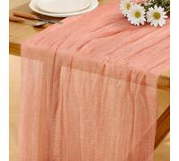 Runner Tavolo Rosso Rosa in Stile Boho, 280 x 80 CM Runner Tavolo in Garza, Adatto per Matrimoni, Compleanni, Natale, Tavole di Capodanno e Decorazioni ad Arco