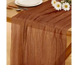 Runner Tavolo Rosso Ruggine in Stile Boho, 280 x 80 CM Runner da Tavolo in Garza, Adatto per Matrimoni, Compleanni, Natale, Tavole di Capodanno e Decorazioni ad Arco