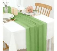 Runner Tavolo Verde Oliva Chiaro, 77 X 300 CM Morbido e Confortevole Runner Tavolo Moderno in Chiffon Tulle per Matrimoni, Battesimi, Baby Shower, Addio Al Nubilato, Decorazione da Tavolo in Cucina