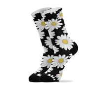 Running Calzini Daisy Flowers on Black Calze Trekking 40cm