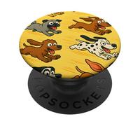 Running Cartoon Dogs Colorful Funny Pet Lover Design PopSockets PopGrip Adesivo