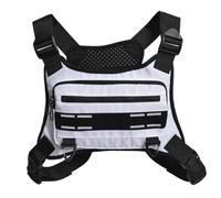 Running Chest Pack, Chest Pouch, Reflective Adjustable Strap Bag with Breathable Mesh Material, Secure Zipper Pocket for Men Women Jogging Outdoor Fitness Cycling Hiking Mobile
