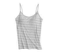 Running con reggiseno integrato canotta per le donne estate palestra cinturino senza maniche Camisole atletica Strappy moda carino sportivo canotta a righe cinghie sottili Y2K, Grigio, M