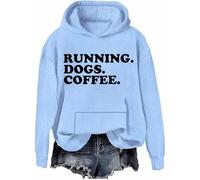Running Dogs and Coffee Felpa & Felpa con cappuccio Cani Running Dogs Coffee Lover Regalo Camicie a maniche lunghe Unisex, Blu cielo-h, M