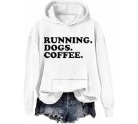 Running Dogs and Coffee Felpa & Felpa con cappuccio Cani Running Dogs Coffee Lover Regalo Camicie a maniche lunghe Unisex, Bianco-h, M
