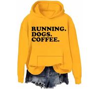 Running Dogs and Coffee Felpa & Felpa con cappuccio Cani Running Dogs Coffee Lover Regalo Camicie a maniche lunghe Unisex, Giallo-h, M