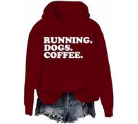 Running Dogs and Coffee Felpa & Felpa con cappuccio Cani Running Dogs Coffee Lover Regalo Camicie a maniche lunghe Unisex, Claret-H, M
