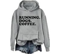 Running Dogs and Coffee Felpa & Felpa con cappuccio Cani Running Dogs Coffee Lover Regalo Camicie a maniche lunghe Unisex, Grigio-h, M