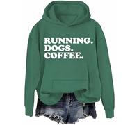 Running Dogs and Coffee Felpa & Felpa con cappuccio Cani Running Dogs Coffee Lover Regalo Camicie a maniche lunghe Unisex, Verde-h, M
