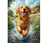 Running Golden Retriever Puzzle 1000 Pezzi Gioco Creativo Per Ragazzi Wild Animals Fantasy Animal Intelligenza Educativa Rompicapo Idea Regalo Per Figlio A Natale E Compleanno 1000 PCS