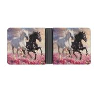 Running Horses Portafoglio a due ante in pelle sottile porta carte di credito carino, Stile:, Taglia unica