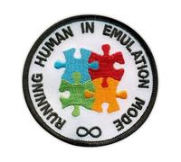 Running Human in modalità emulazione, Asperger/Autismo, puzzle colorati, da cucire/stirare - 3,2 pollici (8,2 cm) cerchio/toppa rotonda ricamata/distintivo/emblema