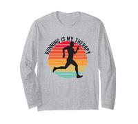 Running is My Therapy Jogger Running Retro Tramonto Maglia a Manica