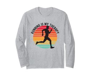 Running is My Therapy Jogger Running Retro Tramonto Maglia a Manica