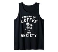 Running on Coffee And Anxiety Funny Skeleton Drinking Coffee Canotta