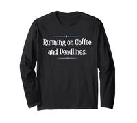 Running on Coffee And Deadlines Funny Work Shirt Maglia a Manica