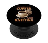 Running On Coffee And Knitting Hobby all'uncinetto del filo PopSockets PopGrip Adesivo