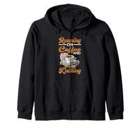 Running On Coffee And Knitting Yarn Crocheting Hobby - Felpa con Cappuccio