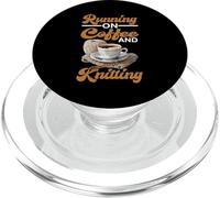 Running On Coffee And Knitting Yarn Crocheting Hobby - PopSockets PopGrip per MagSafe