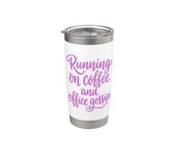 Running On Coffee And Office Gossip Funny Sarcastic Saying Bicchiere termico in acciaio inox doppia parete