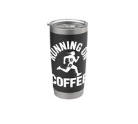 Running On Coffee Runner Caffeina Jogging Umorismo Bicchiere termico in acciaio inox doppia parete