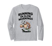 Running On Slow Mornings Turtle Coffee Runner Carino Maglia a Manica